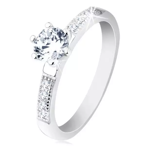 Gyűrű 925 ezüstből, cirkóniák a négyzetekben, kerek átlátszó cirkónia a foglalatban - Nagyság_ 60