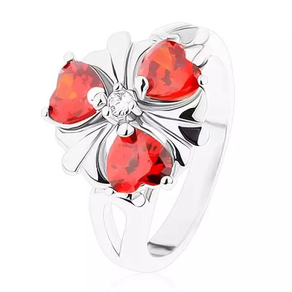 Acél gyűrű, csillogó virág narancssárga szív alakú cirkóniákkal - Nagyság_ 52