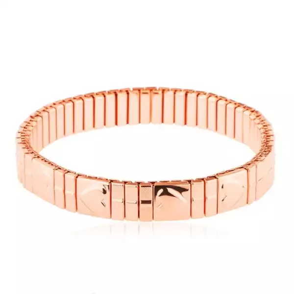 Széthúzható karkötő sebészeti acélból, réz árnyalat, domború szív