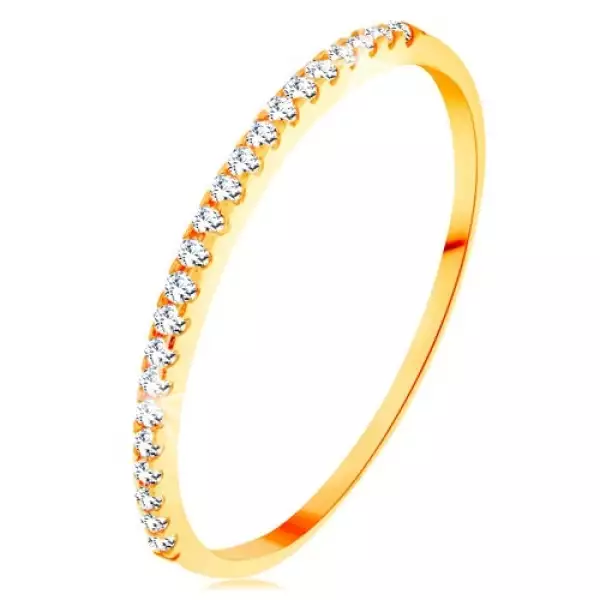 585 arany gyűrű - vékony fényes szárak, csillogó átlátszó cirkónia sáv - Nagyság_ 62