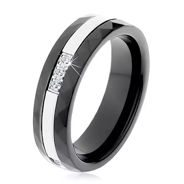 Kerámia gyűrű, csiszolt felülettel, vékony acél sáv, cirkóniák - Nagyság_ 58