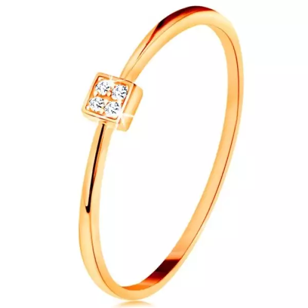 585 sárga arany gyűrű - négyet cirkóniákkal díszítve - Nagyság_ 52
