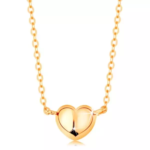 Nyaklánc 14K sárga aranyból - fényes domború szív, finom lánc