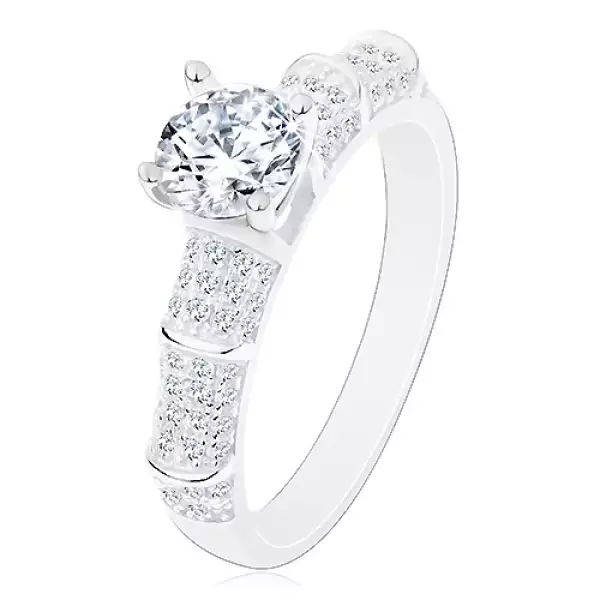 925 ezüst gyűrű, csillogó szárak, kiemelkedő cirkónia átlátszó változatban - Nagyság_ 50