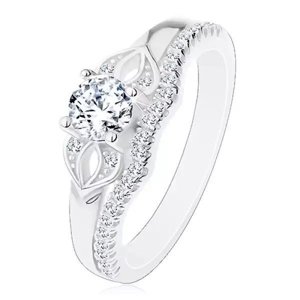 925 ezüst gyűrű, csillogó átlátszó masni és sáv - Nagyság_ 56