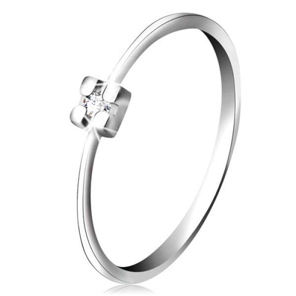 14K fehér arany gyűrű - átlátszó gyémánt szögletes foglalatban - Nagyság_ 49