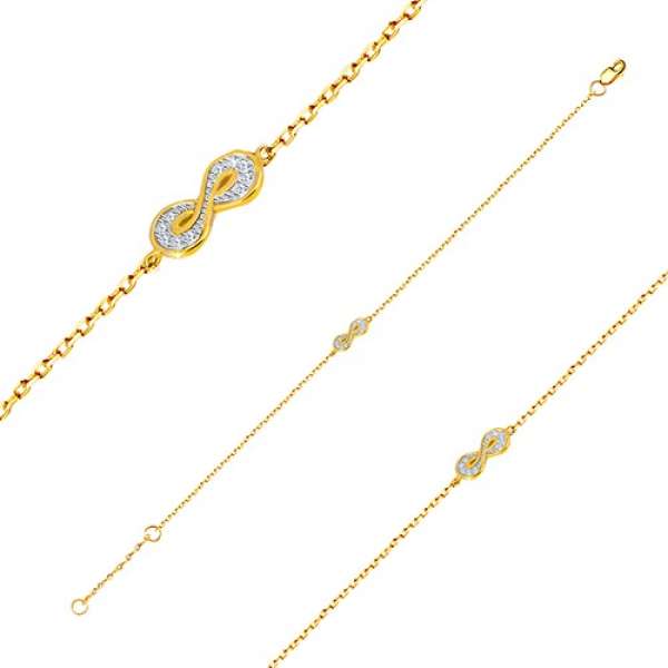 585 arany karkötő - végtelen szimbólummal és apró kerek cirkóniákkal