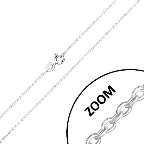 Lánc 925 ezüstből - egymásra merőlegesen összekapcsolt ovális szemek, fényes szélek, 1,3 mm