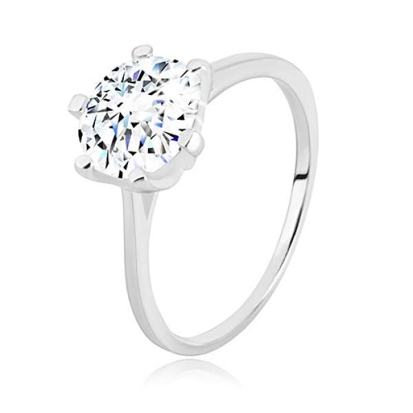 925 ezüst gyűrű - keskeny sín, háromszögek és áttetsző cirkónia, 8 mm - Nagyság_ 60