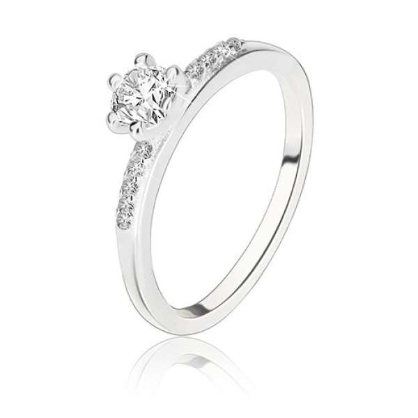 925 ezüst gyűrű - kerek átlátszó cirkónia foglalatban, cirkóniás gyűrűsín - Nagyság_ 59