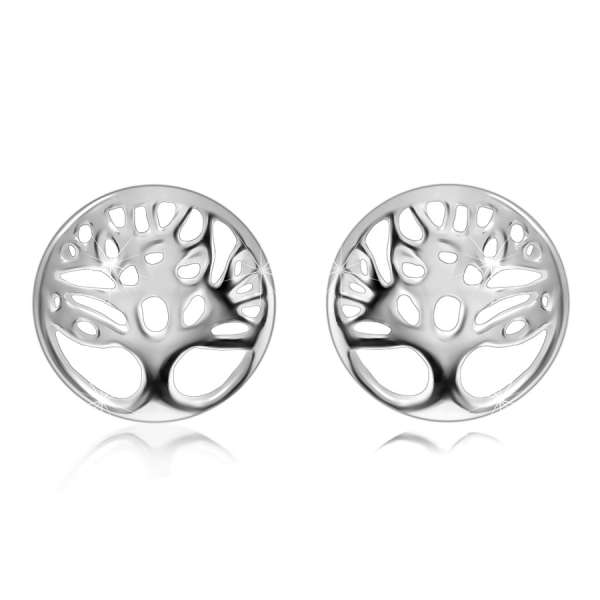 925 ezüst fülbevaló – életfa egy gyűrűben kivágással, fényes felület