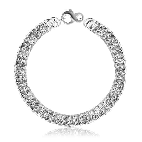 925 Ezüst karkötő - átlósan összekapcsolt kerek láncszemek, homár karom zár