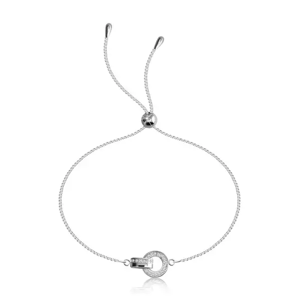 925 Ezüst karkötő - kör alakú cirkóniával, fényes,összekapcsolható  cirkónia felülettel