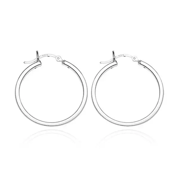 Kerek 925 ezüst fülbevaló - négyszögletes forma, 16 mm