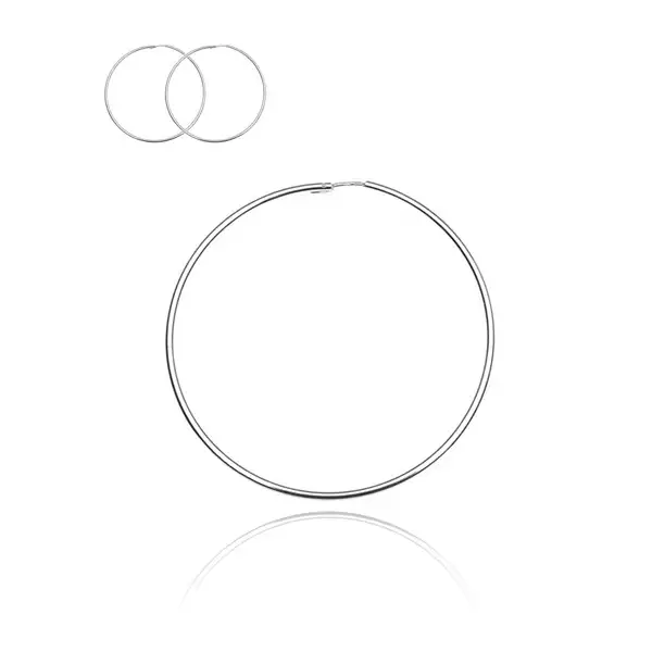 925 ezüst fülbevaló - sima fényes karika, 60 mm