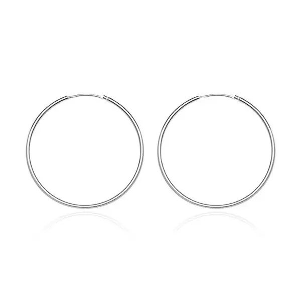 Kerek fülbevaló 925 ezüstből - fényes és sima felület, 15 mm
