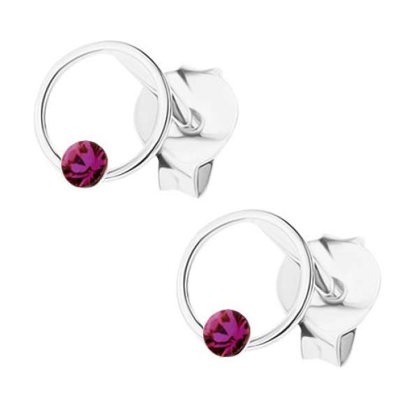 925 ezüst fülbevaló, karika Swarovski kristállyal