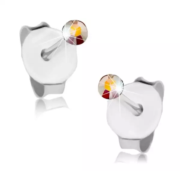 925 ezüst fülbevaló, apró Swarovski kristály szivárvány színben