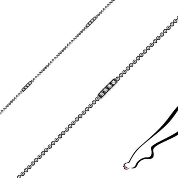 925 ezüst bokalánc - gömb lánc, téglalapokkal díszített, cirkóniával díszítve.