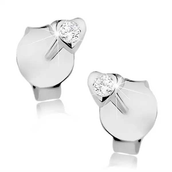 925 ezüst fülbevaló, apró fényes szív, átlátszó Swarovski kristály