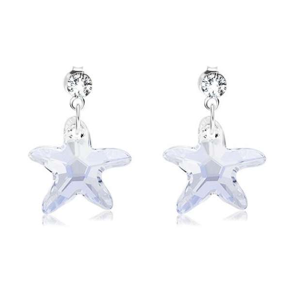 Fülbevaló 925 ezüstből, átlátszó Swarovski csillag enyhe kék beütéssel