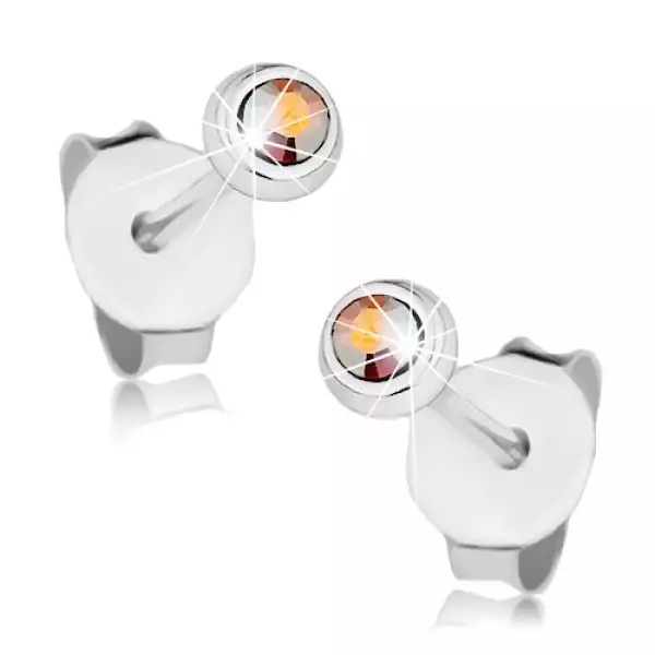 925 ezüst fülbevaló, apró szivárvány Swarovski kristály a foglalatban