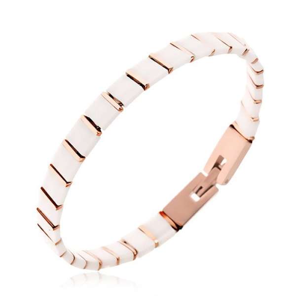 Fehér, kerámia karötő, piramis részek, rózsaszínarany sávok