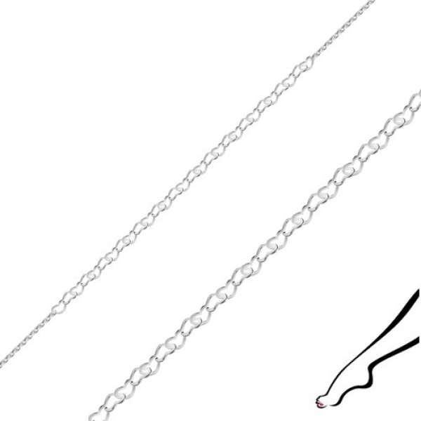 925 ezüst bokalánc - fényes szívek, ovális láncszemek