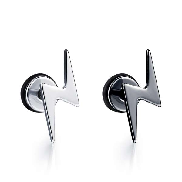 316L acél álfültágító – villám motívum, többféle színben - Szín: Fekete 