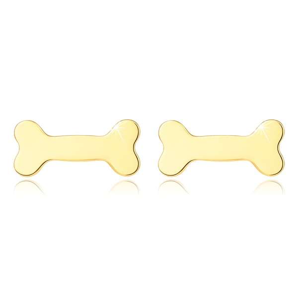 14K sárga arany fülbevaló - fényes csont, fülbevaló, stekkerzár
