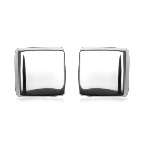 585 Fehér arany fülbevaló- egy fényes négyzet, stekkeres rögzítéssel