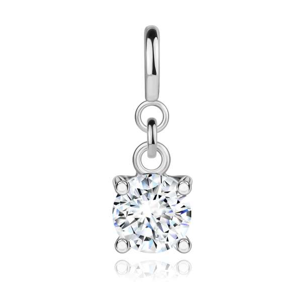 14K fehérarany medál karkötőhöz - tiszta cirkónia szögletes tartóba