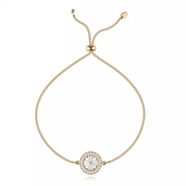 925 ezüst állítható karkötő - máltai kereszt körben, átlátszó cirkóniákkal, réz színben