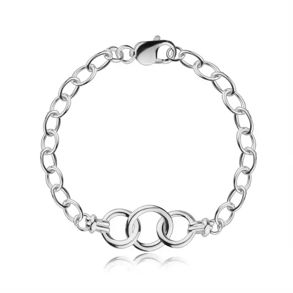 925 ezüst karkötő - középen nagyobb, összefonódó karikák, ovális láncszemekkel