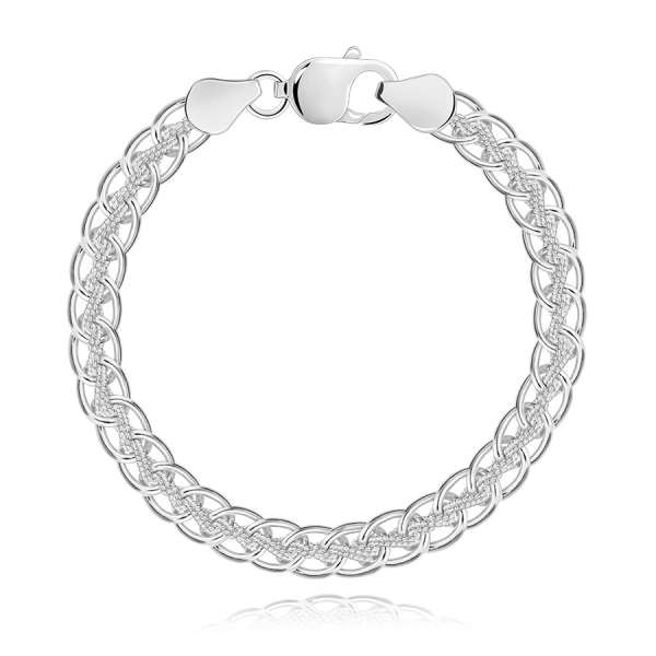 925 Ezüst karkötő – fonat, ovális láncszemek, vékony lánc