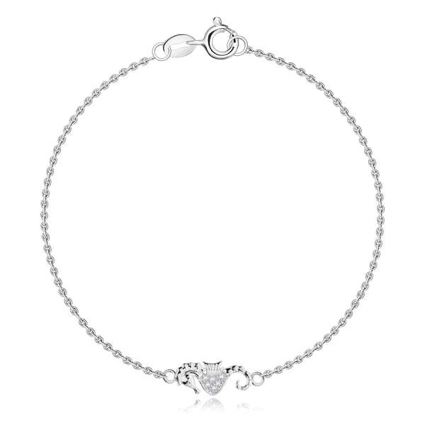 925 ezüst karkötő - csikóhal, hasán átlátszó cirkóniákkal