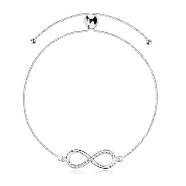 925 ezüst állítható karkötő - végtelen szimbólum csillogó, kerek kiemelkedésekkel