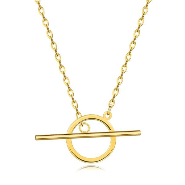 585 sárga arany nyaklánc - kör kontúr, sima rúddal