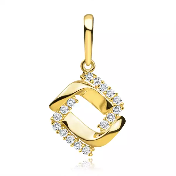 9K sárga arany medál  - összeillesztett téglalap alakú szegmensek, cirkóniák