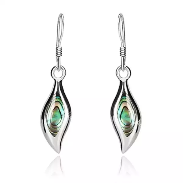 925 ezüst fülbevaló, hullámos magszem, abalone kagyló, fényes keret