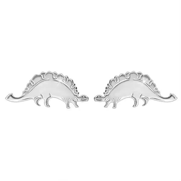 925 ezüst fülbevaló - csillogó dinoszaurusz - sztegoszaurusz, bedugós