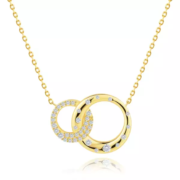 585 sárga arany nyaklánc - átfűzött karikák átlátszó cirkóniákkal