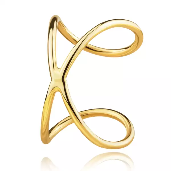 14K sárga arany piercing - kerek szegmens keresztezett vállakkal