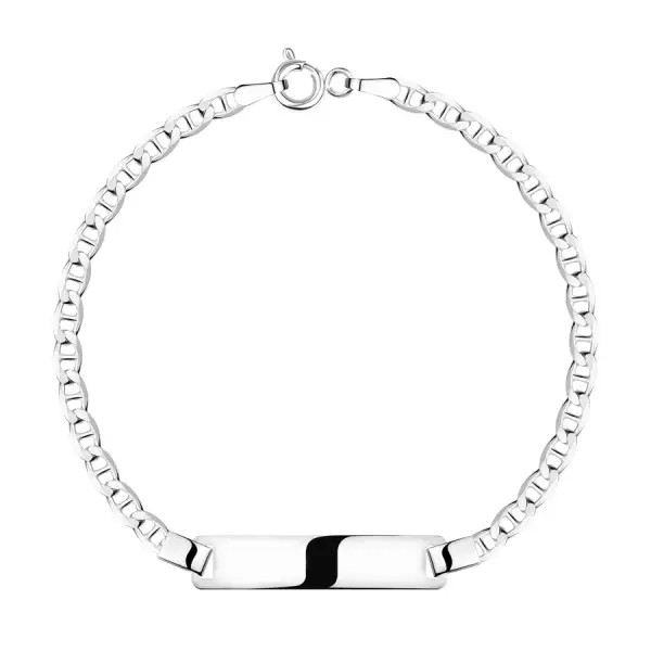 925 ezüst gyerek karkötő - sima téglalap, Anker lánc