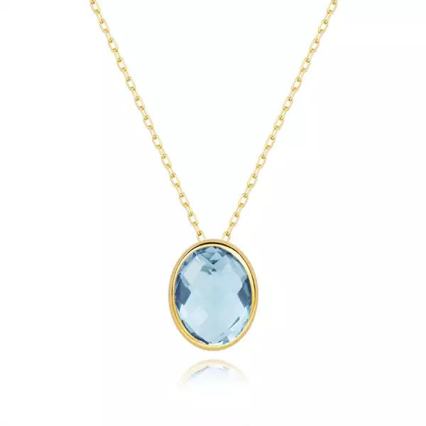 585 sárga arany nyaklánc - ovális oválisra vágott topáz