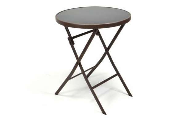 GARTHEN Kerti asztal összecsukható üveglappal barna