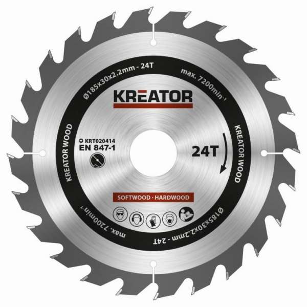 Kreator Fűrésztárcsa fa vágására 18,5 cm 24 T