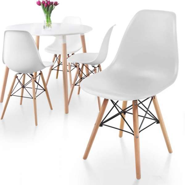 MIADOMODO Étkezőszék készlet műanyag ülés 4 db fehér
