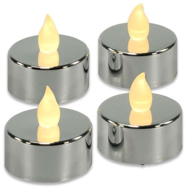 NEXOS Dekoratív LED teamécses készlet ezüst 4 db