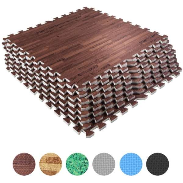 Gorilla Sports Védőszőnyeg szett  8 db sötét fa szín